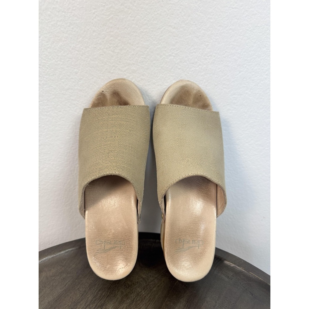 Dansko Maci Clog Mule Women's Size 6.5 Taupe Leather‎ Slide Block Heel Textured